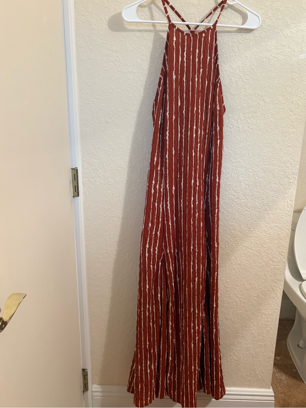 H&M Rust and White Striped Halter Maxi Dress